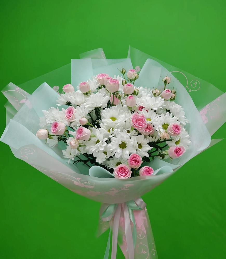 Букет влюбленный романтик в Артемовске Букет цветов из: Розы и Хризантемы в Артемовске