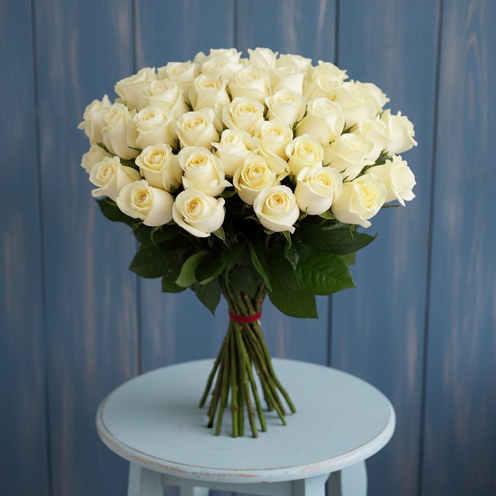 51 Белая роза Эдлесс Лав в Артемовске Букет 51 Белая роза Эдлесс Лав в Артемовске