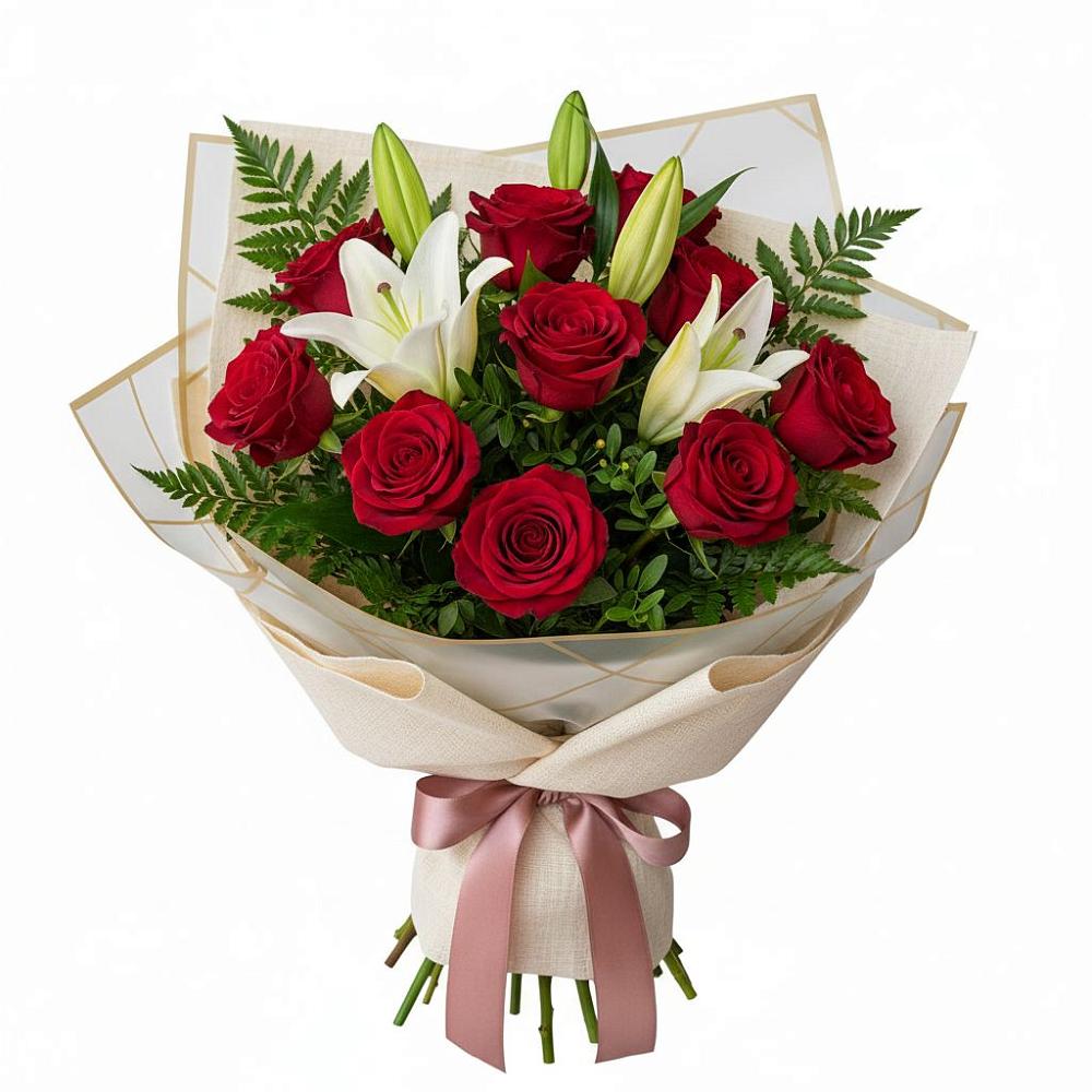 Букет высокая поэзия в Артемовске Букет цветов из: Лилии и Розы в Артемовске