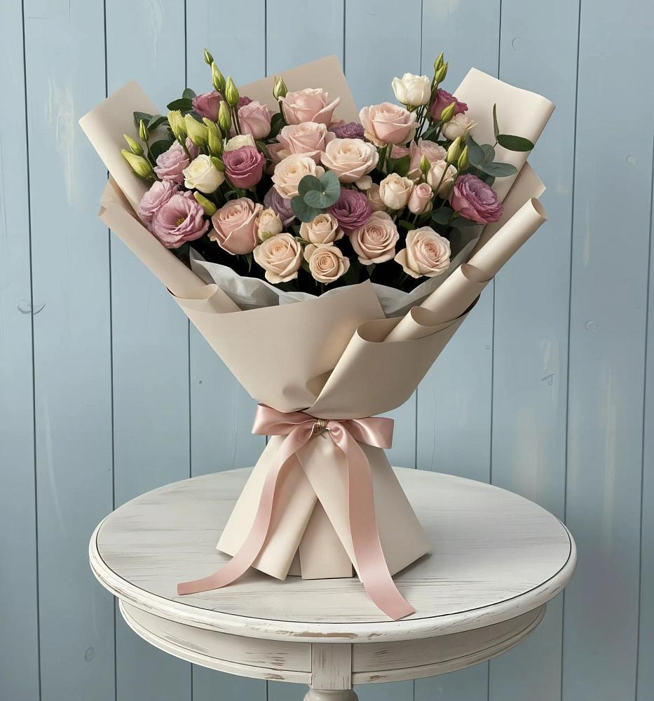 Букет бодрость в Артемовске Букет цветов из: Розы и Лизиантусы в Артемовске